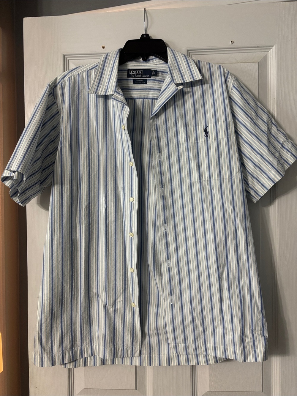 Polo by Ralph Lauren Blue & White Striped Short-Sleeve Button-Down Shirt Small